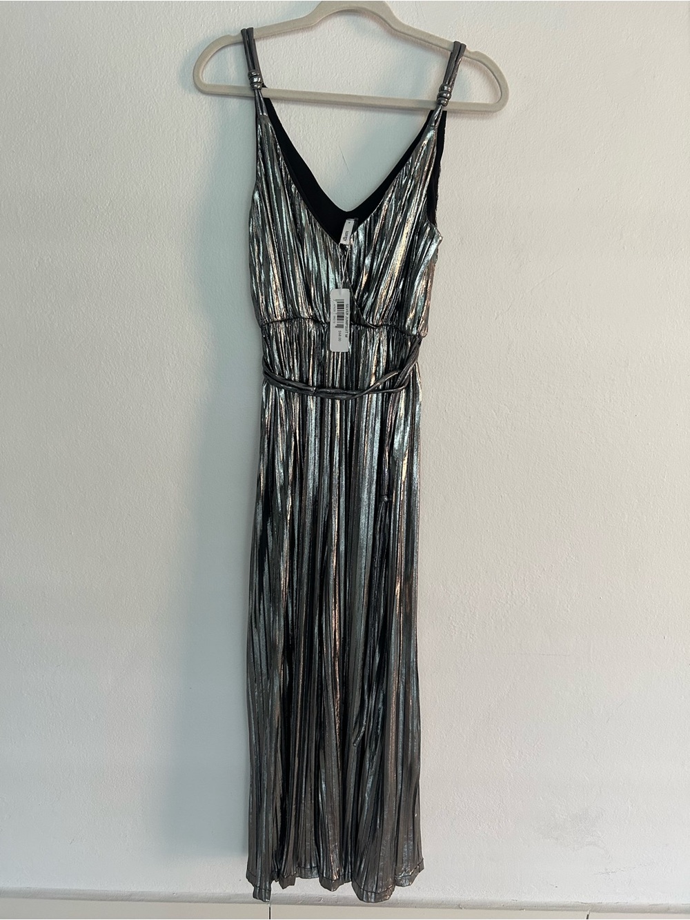 Metallic Silver Jumpsuit Ankle Lenght